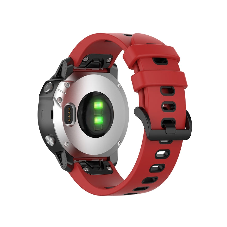For Garmin Fenix 6S Two-color Silicone Watch Band(Red Black) by bashfashion