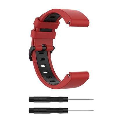 For Garmin Fenix 6S Two-color Silicone Watch Band(Red Black) by bashfashion