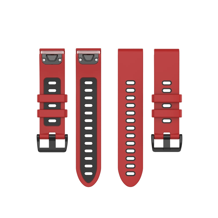 For Garmin Fenix 6S Two-color Silicone Watch Band(Red Black) by bashfashion