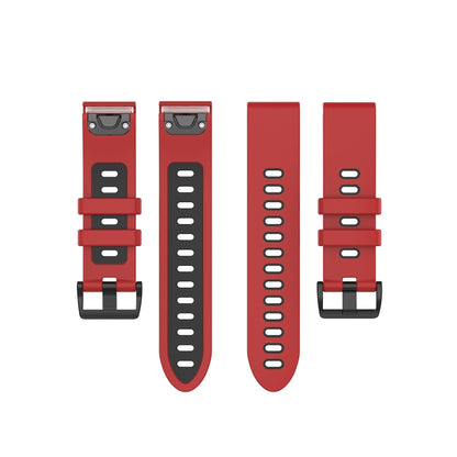 For Garmin Fenix 6S Two-color Silicone Watch Band(Red Black) by bashfashion