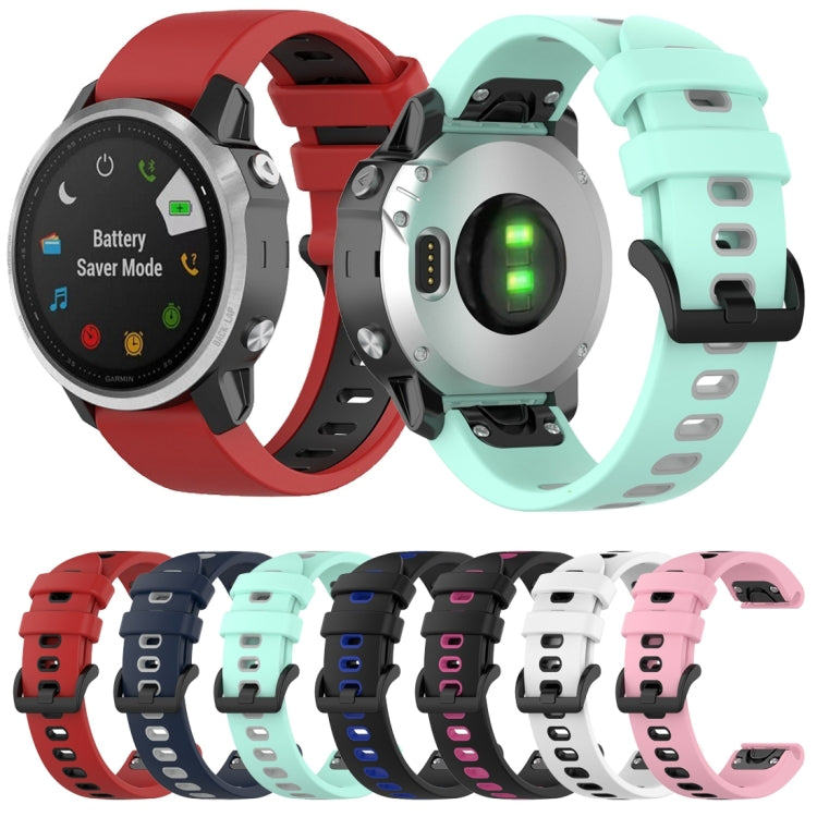 For Garmin Fenix 6S Two-color Silicone Watch Band(Red Black) by bashfashion