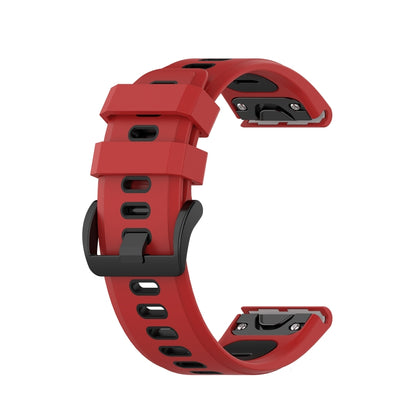 For Garmin Fenix 6X Two-color Silicone Watch Band(Red Black) by bashfashion