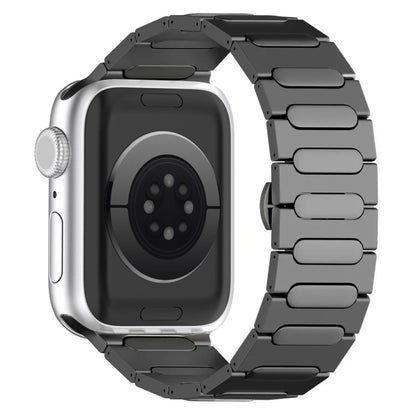 For Apple Watch SE 2023 44mm Oval Butterfly Buckle Titanium Alloy Watch Band(Grey) by bashfashion