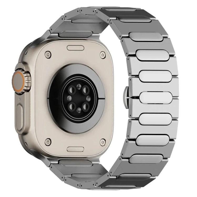 For Apple Watch Ultra 2 49mm Oval Butterfly Buckle Titanium Alloy Watch Band(Silver) by bashfashion