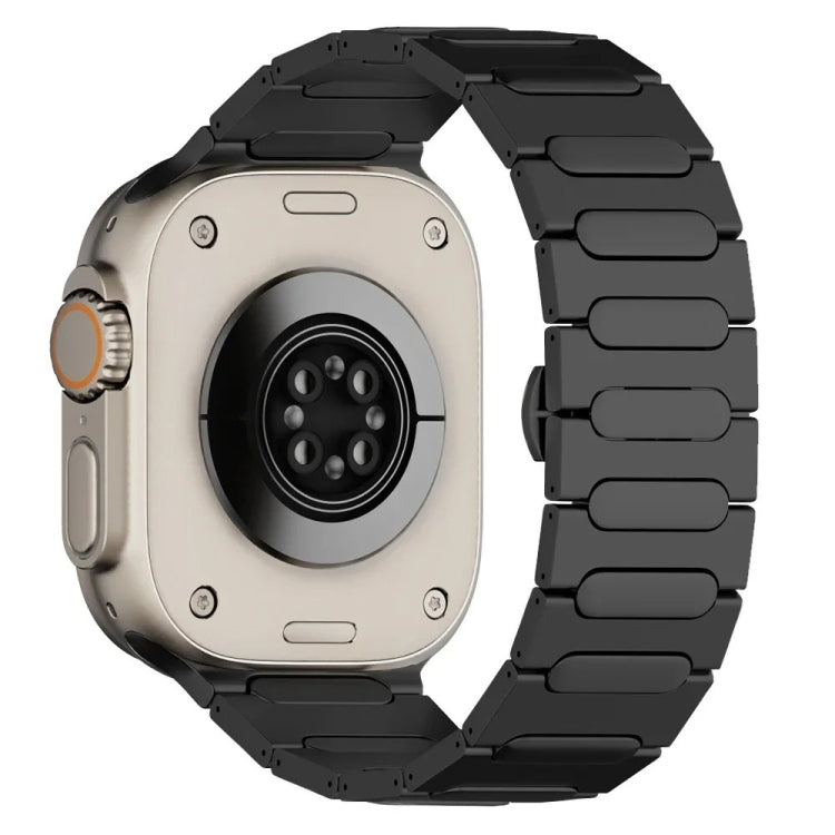 For Apple Watch Ultra 49mm Oval Butterfly Buckle Titanium Alloy Watch Band(Black) by bashfashion
