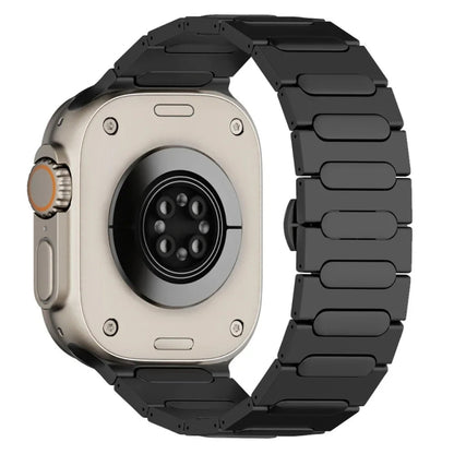 For Apple Watch Ultra 49mm Oval Butterfly Buckle Titanium Alloy Watch Band(Black) by bashfashion
