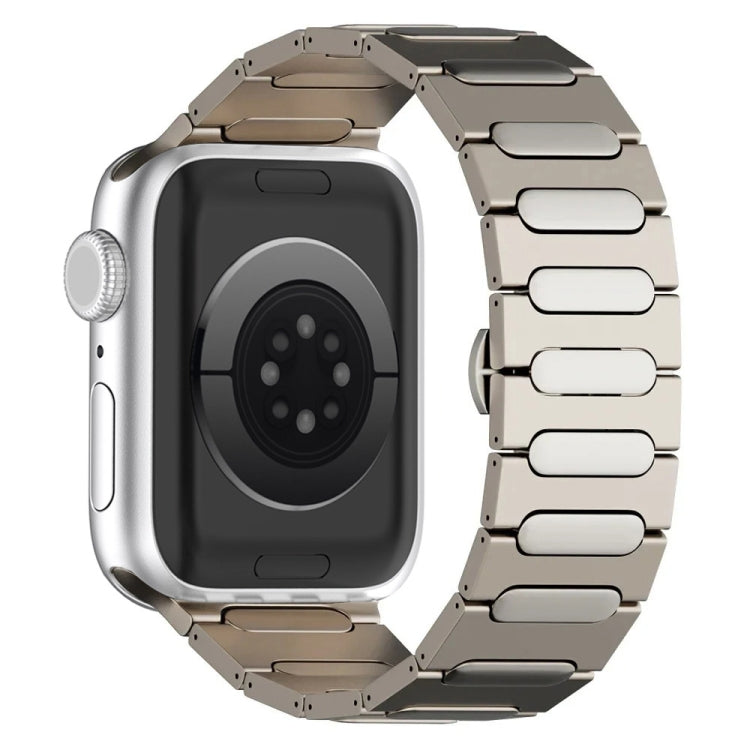 For Apple Watch SE 2022 44mm Oval Butterfly Buckle Titanium Alloy Watch Band(Titanium) by bashfashion