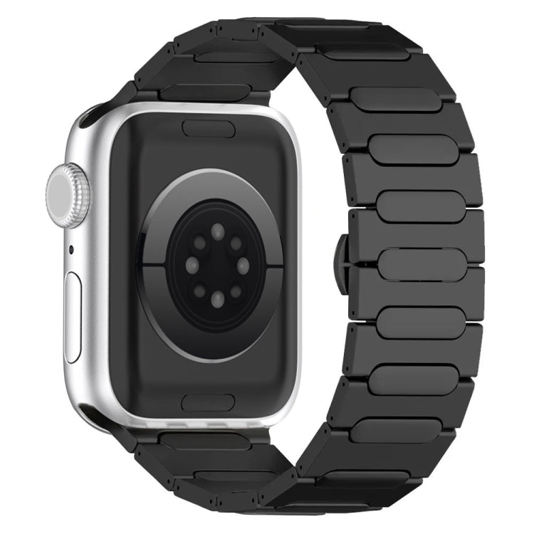 For Apple Watch Series 6 44mm Oval Butterfly Buckle Titanium Alloy Watch Band(Black) by bashfashion