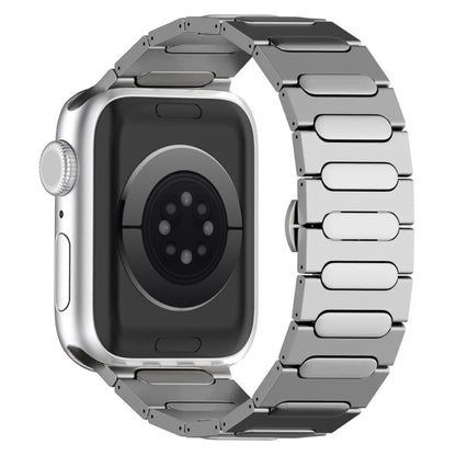 For Apple Watch Series 5 44mm Oval Butterfly Buckle Titanium Alloy Watch Band(Silver) by bashfashion