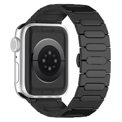For Apple Watch Series 3 42mm Oval Butterfly Buckle Titanium Alloy Watch Band(Black) by bashfashion