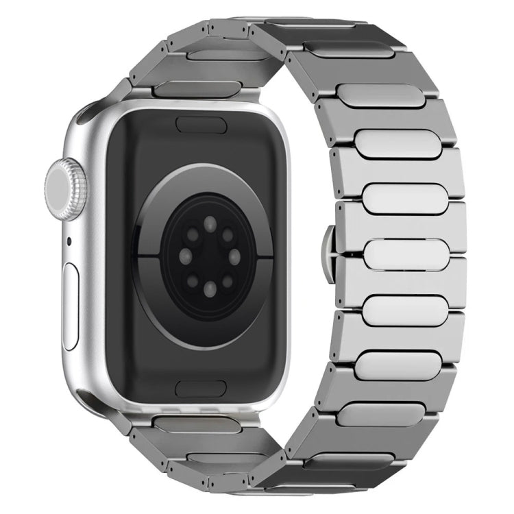 For Apple Watch Series 3 42mm Oval Butterfly Buckle Titanium Alloy Watch Band(Silver) by bashfashion
