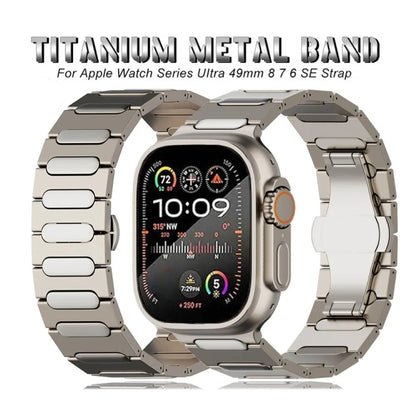 For Apple Watch Series 3 42mm Oval Butterfly Buckle Titanium Alloy Watch Band(Black) by bashfashion