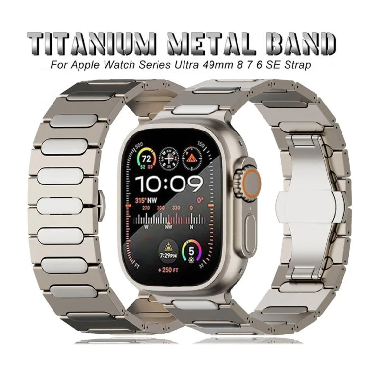 For Apple Watch SE 44mm Oval Butterfly Buckle Titanium Alloy Watch Band(Titanium) by bashfashion