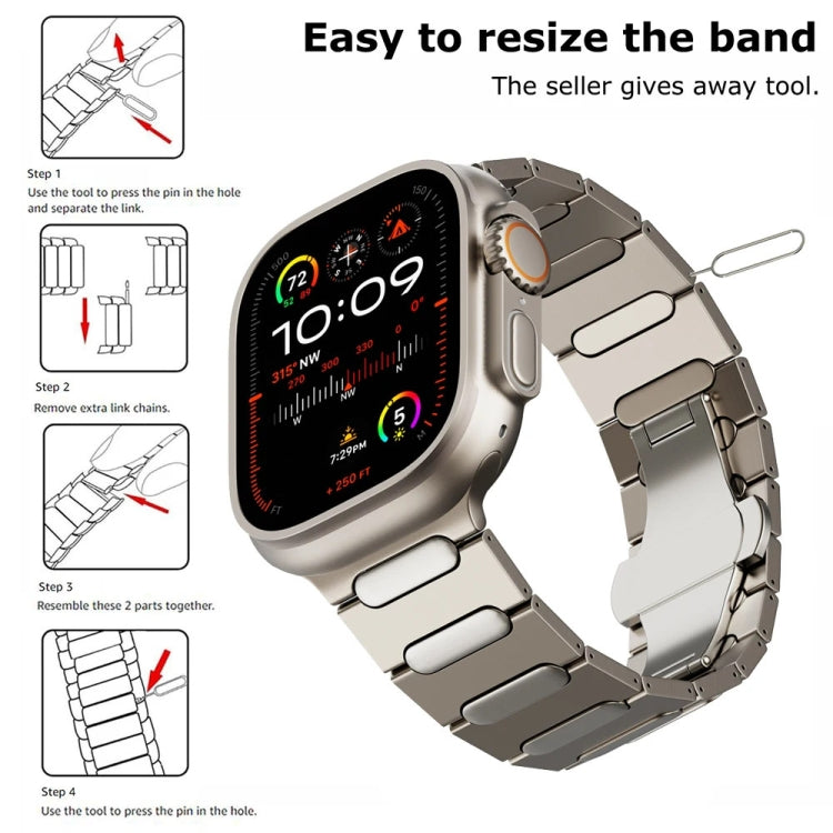 For Apple Watch Series 9 45mm Oval Butterfly Buckle Titanium Alloy Watch Band(Black) by bashfashion