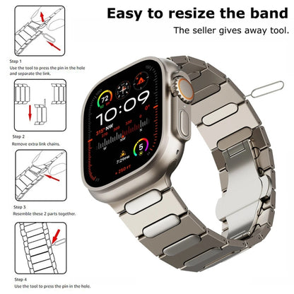 For Apple Watch Series 9 45mm Oval Butterfly Buckle Titanium Alloy Watch Band(Black) by bashfashion