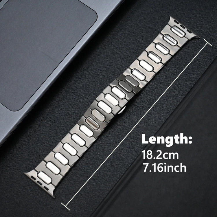 For Apple Watch Series 3 42mm Oval Butterfly Buckle Titanium Alloy Watch Band(Silver) by bashfashion