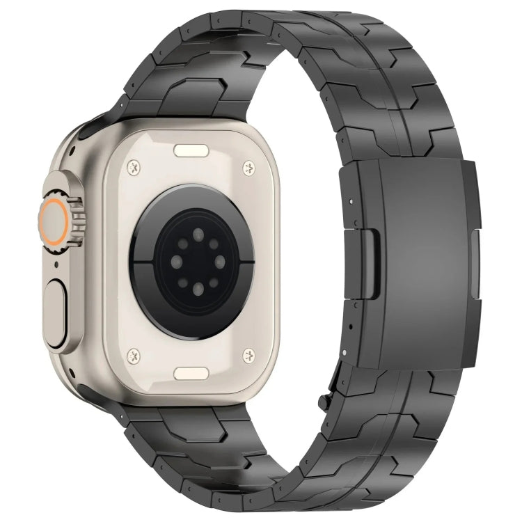 For Apple Watch SE 2022 44mm Turtle Buckle Titanium Alloy Watch Band(Black) by bashfashion