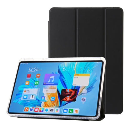 For Huawei MatePad 11.5S Clear Acrylic 3-Fold Leather Tablet Case(Black) by bashfashion