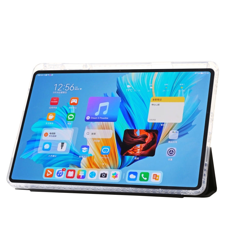 For Huawei MatePad 11.5S Clear Acrylic 3-Fold Leather Tablet Case(Black) by bashfashion