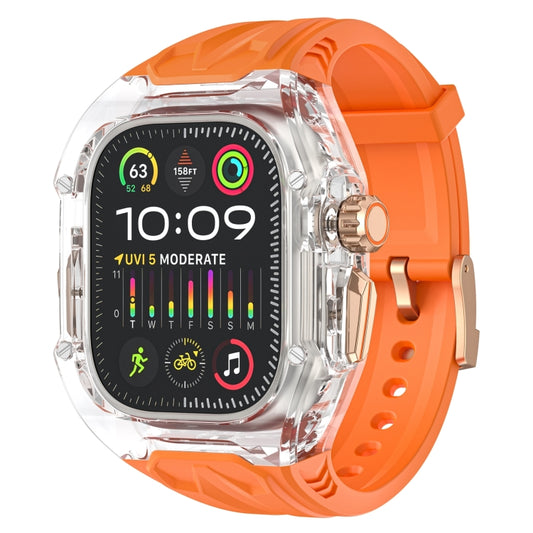 For Apple Watch Ultra 3 / 2 49mm Modified PC Hybrid TPU Watch Case Band(Orange Transparent) by bashfashion