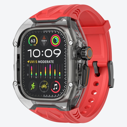 For Apple Watch Ultra 3 / 2 49mm Modified PC Hybrid TPU Watch Case Band(Red Clear Black) by bashfashion