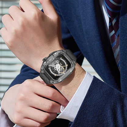 For Apple Watch Series 9 45mm Modified PC Hybrid TPU Watch Case Band(Black Clear Black) by bashfashion