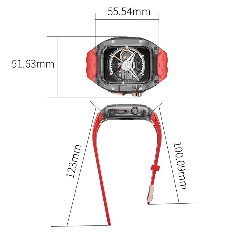 For Apple Watch Series 9 45mm Modified PC Hybrid TPU Watch Case Band(Red Clear Black) by bashfashion