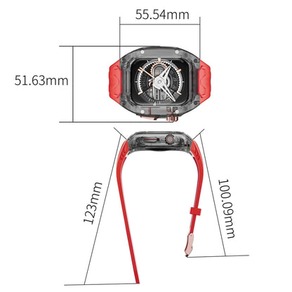 For Apple Watch Series 9 45mm Modified PC Hybrid TPU Watch Case Band(Red Clear Black) by bashfashion
