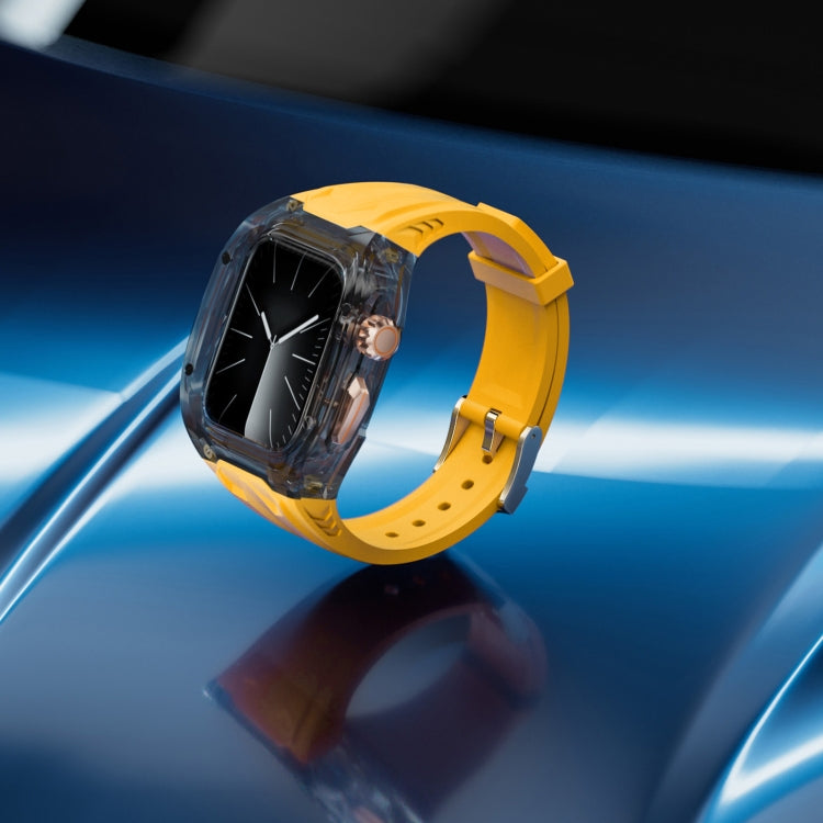 For Apple Watch Series 9 45mm Modified PC Hybrid TPU Watch Case Band(Yellow Clear Black) by bashfashion