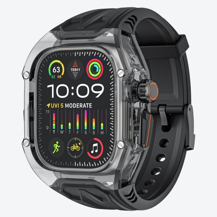 For Apple Watch Ultra 49mm Modified PC Hybrid TPU Watch Case Band(Black Clear Black) by bashfashion