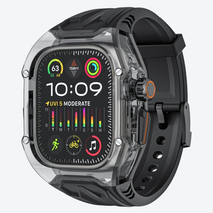 For Apple Watch Ultra 49mm Modified PC Hybrid TPU Watch Case Band(Black Clear Black) by bashfashion