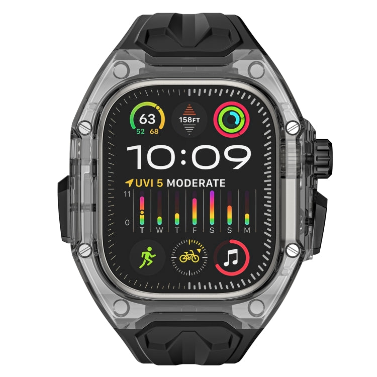 For Apple Watch Ultra 49mm Modified PC Hybrid TPU Watch Case Band(Black Clear Black) by bashfashion