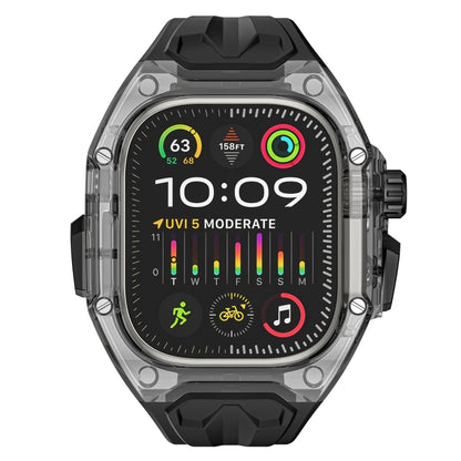 For Apple Watch Ultra 49mm Modified PC Hybrid TPU Watch Case Band(Black Clear Black) by bashfashion