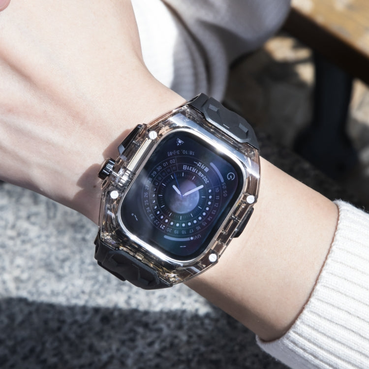 For Apple Watch Ultra 49mm Modified PC Hybrid TPU Watch Case Band(Black Clear Black) by bashfashion