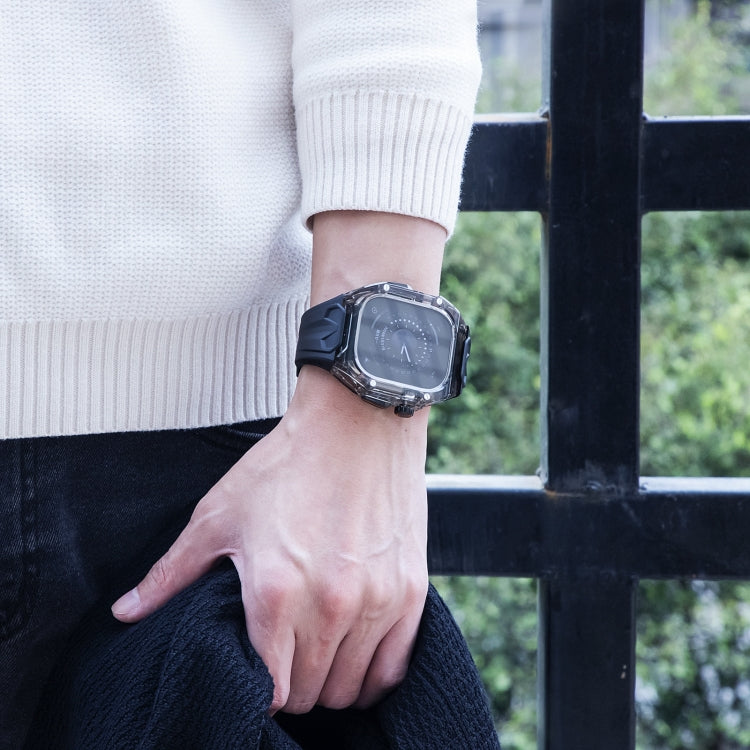 For Apple Watch Ultra 49mm Modified PC Hybrid TPU Watch Case Band(Black Clear Black) by bashfashion