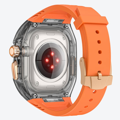 For Apple Watch Ultra 49mm Modified PC Hybrid TPU Watch Case Band(Orange Clear Black) by bashfashion