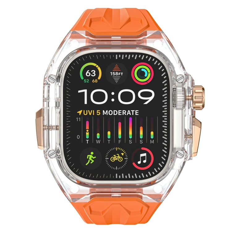 For Apple Watch Ultra 49mm Modified PC Hybrid TPU Watch Case Band(Orange Transparent) by bashfashion