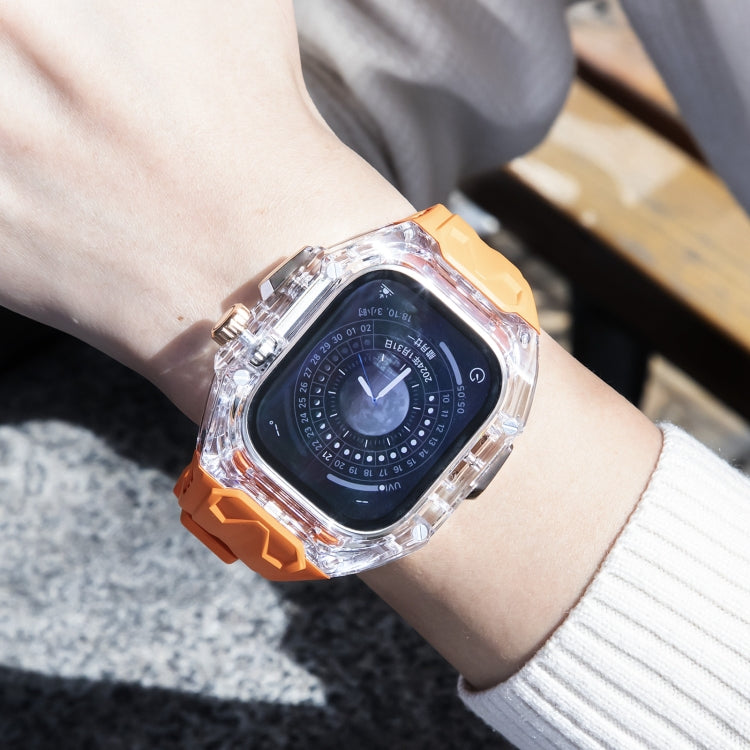 For Apple Watch Ultra 49mm Modified PC Hybrid TPU Watch Case Band(Orange Transparent) by bashfashion