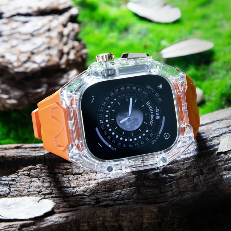 For Apple Watch Ultra 49mm Modified PC Hybrid TPU Watch Case Band(Orange Transparent) by bashfashion