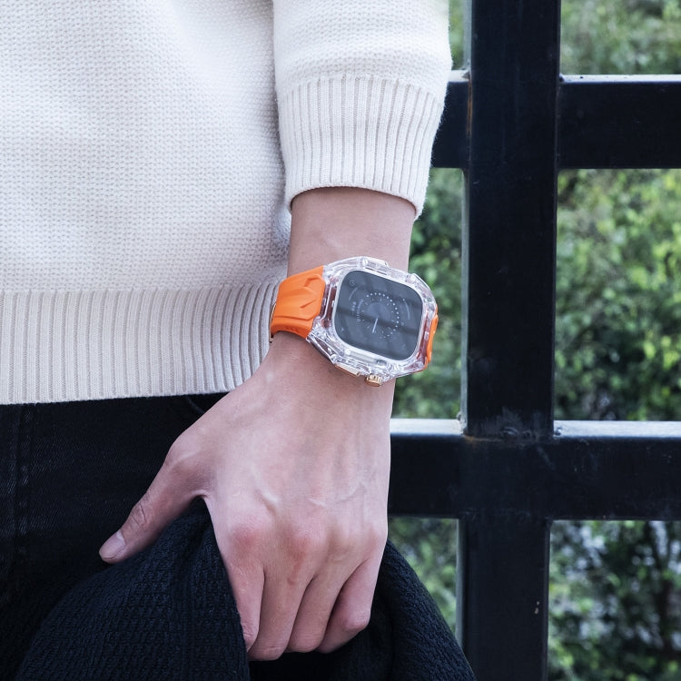 For Apple Watch Ultra 49mm Modified PC Hybrid TPU Watch Case Band(Orange Transparent) by bashfashion