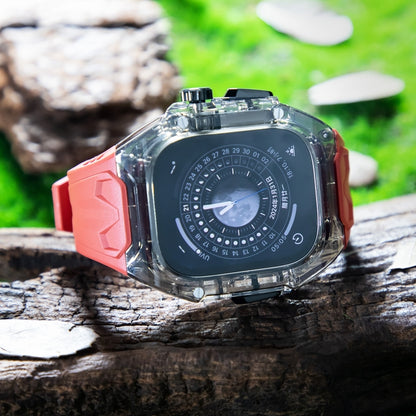 For Apple Watch Ultra 49mm Modified PC Hybrid TPU Watch Case Band(Red Clear Black) by bashfashion