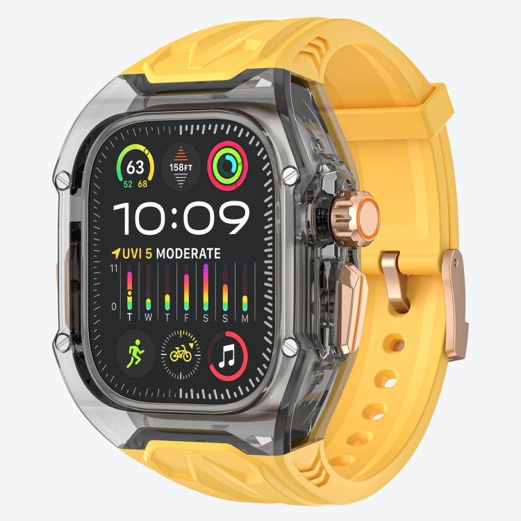 For Apple Watch Ultra 49mm Modified PC Hybrid TPU Watch Case Band(Yellow Clear Black) by bashfashion