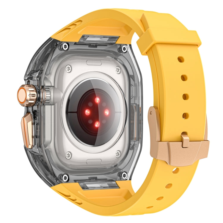 For Apple Watch Ultra 49mm Modified PC Hybrid TPU Watch Case Band(Yellow Clear Black) by bashfashion