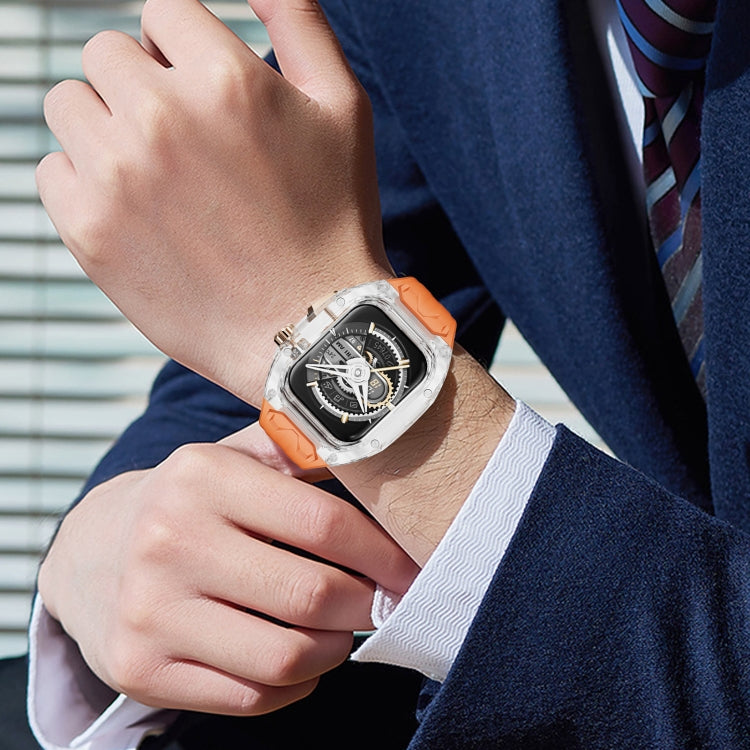 For Apple Watch Series 8 45mm Modified PC Hybrid TPU Watch Case Band(Orange Transparent) by bashfashion