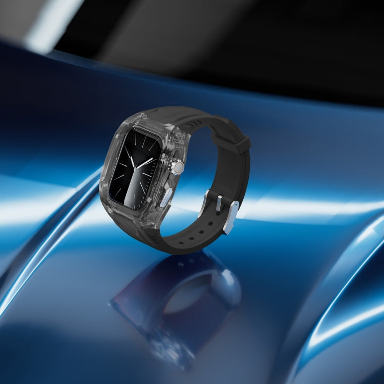 For Apple Watch SE 2022 44mm Modified PC Hybrid TPU Watch Case Band(Black Clear Black) by bashfashion