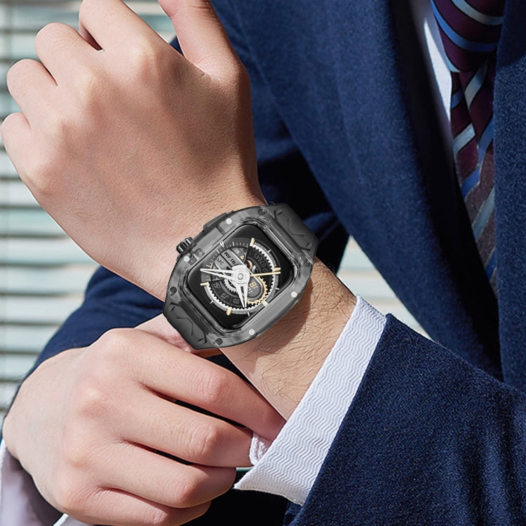 For Apple Watch SE 2022 44mm Modified PC Hybrid TPU Watch Case Band(Black Clear Black) by bashfashion