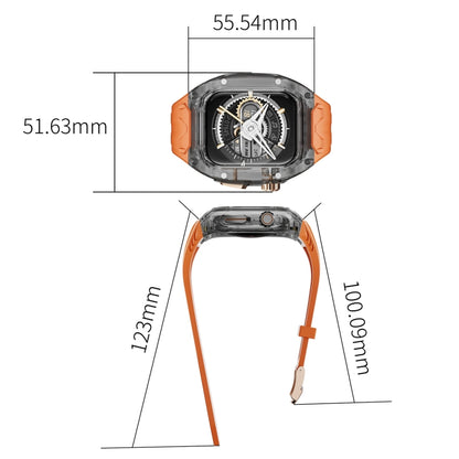 For Apple Watch SE 2022 44mm Modified PC Hybrid TPU Watch Case Band(Orange Clear Black) by bashfashion