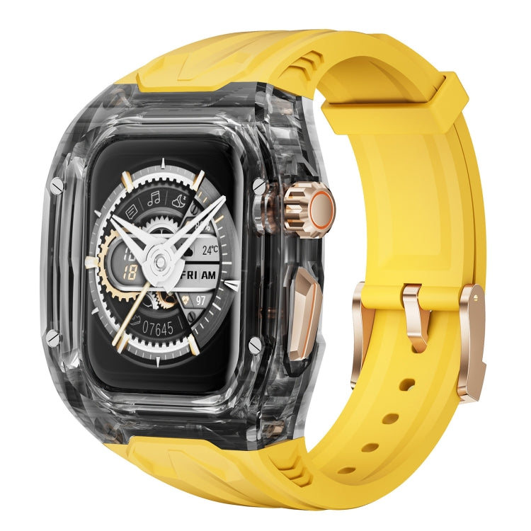 For Apple Watch SE 2022 44mm Modified PC Hybrid TPU Watch Case Band(Yellow Clear Black) by bashfashion