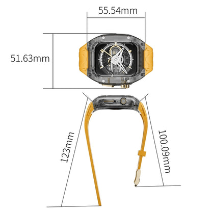 For Apple Watch SE 2022 44mm Modified PC Hybrid TPU Watch Case Band(Yellow Clear Black) by bashfashion