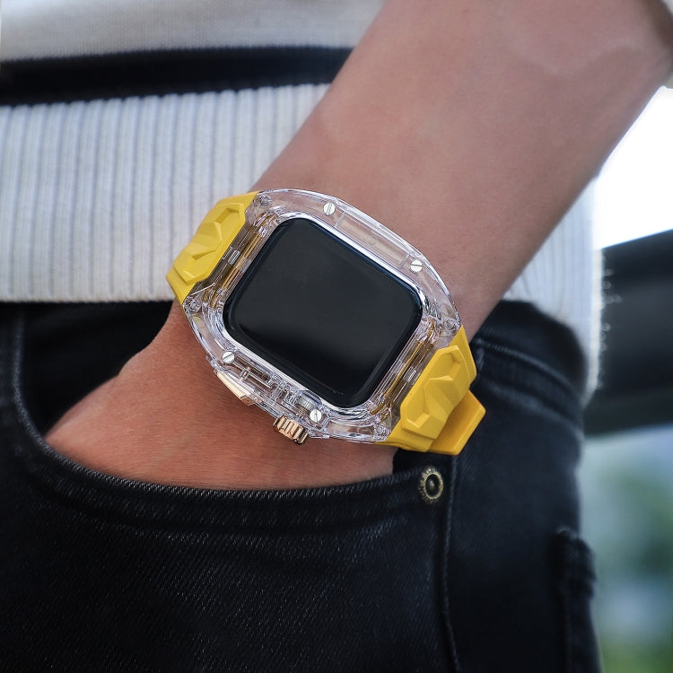 For Apple Watch SE 2022 44mm Modified PC Hybrid TPU Watch Case Band(Yellow Clear Black) by bashfashion
